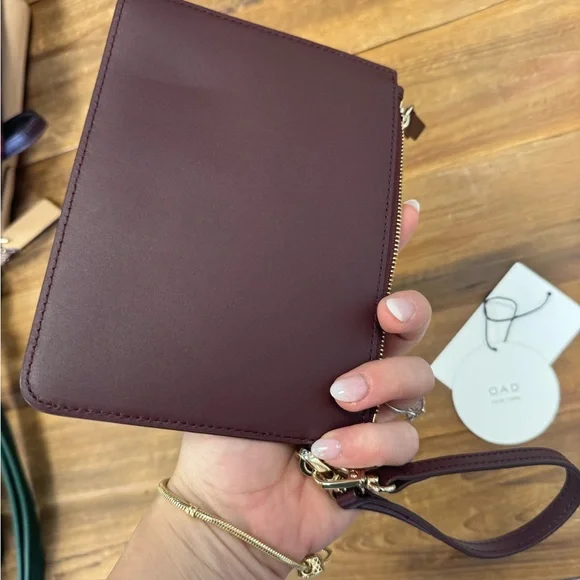 OAD New York burgundy leather wristlet NWOT